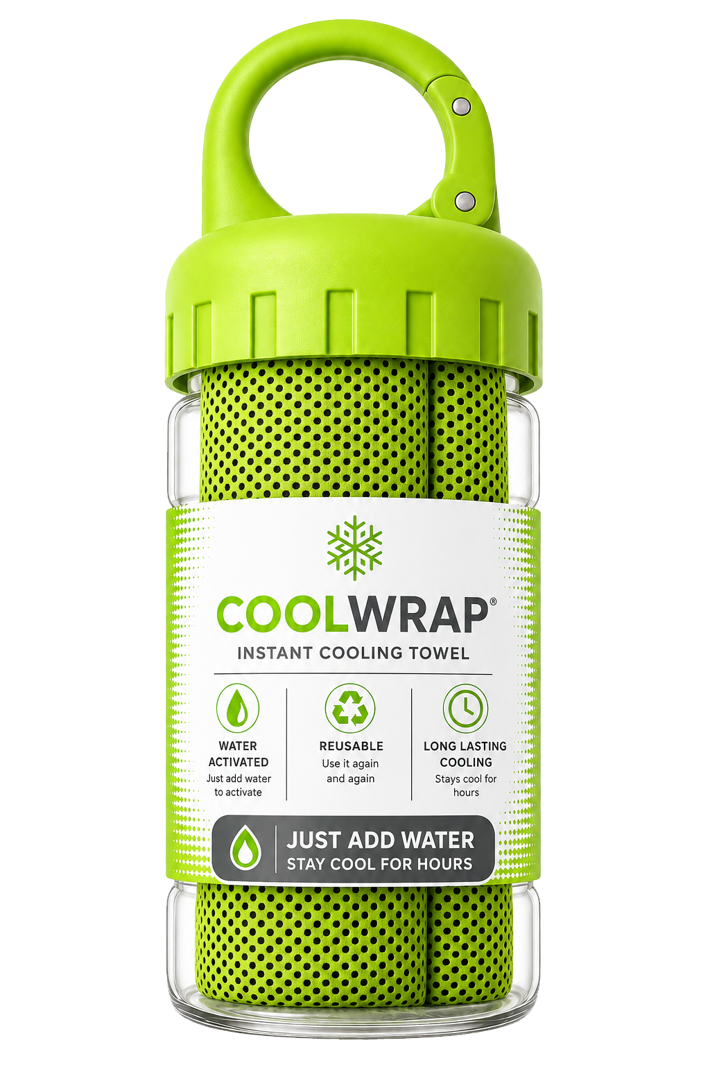 CoolWrap Instant Cooling Towel Green