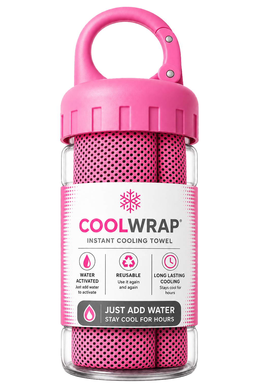 CoolWrap Instant Cooling Towel Pink